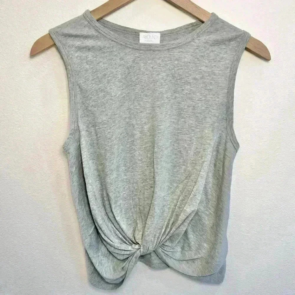 Abound Women’s Gathered Front Gray Tank Top Size Small